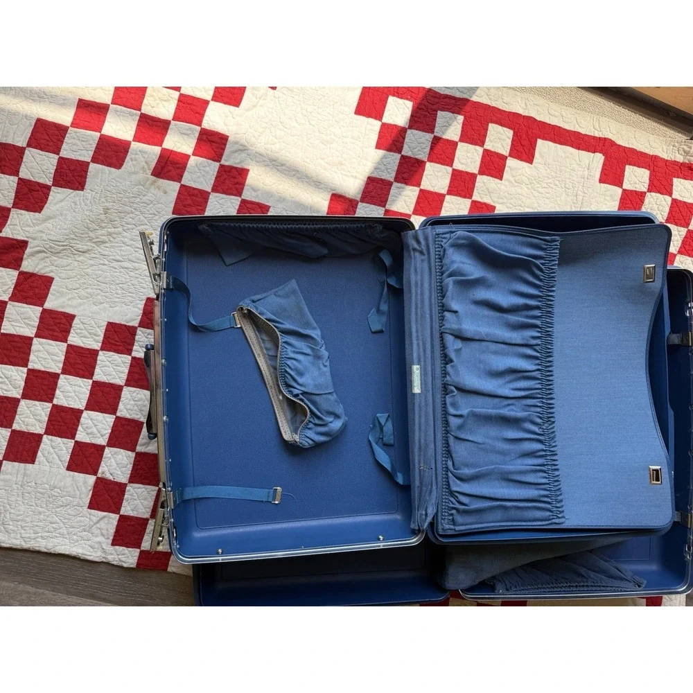 Vintage Samsonite Blue Hard Shell Suitcase Set 2 Piece Luggage Mid Century Retro